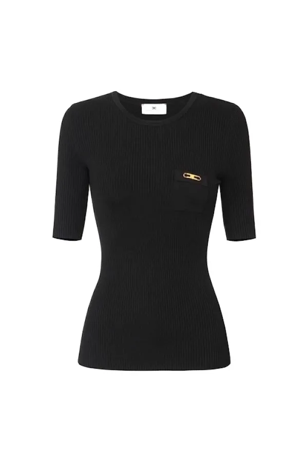 DZIANINOWA BLUZKA Z LOGO