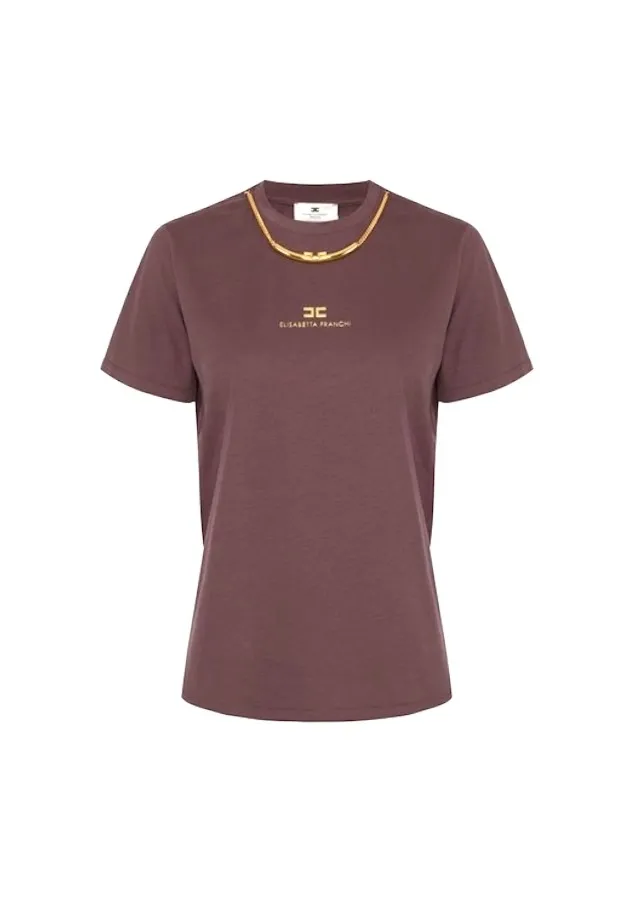 TSHIRT Z OZDOBNYM ŁAŃCUSZKIEM I LOGO