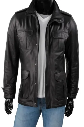 ALD450 - Lekko ocieplana kurtka skórzana męska przejściowa DORJAN