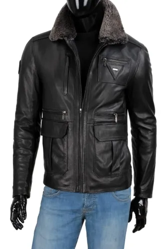 PLT950 - Klasyczna Czarna Pilotka Skórzana Męska DORJAN