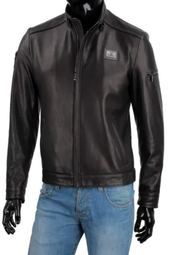 RAF450 - klasyczna skórzana kurtka z czarnej skóry naturalnej DORJAN