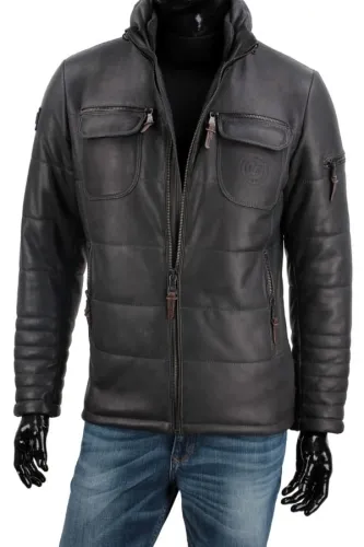 ARU100 - Praktyczna kurtka skórzana męska z ociepleniem DORJAN