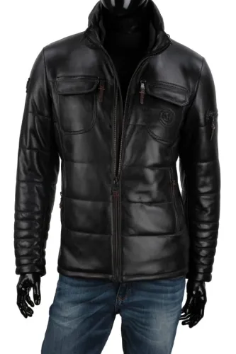 ARU450 - Miejska kurtka skórzana męska na sezon jesień - zima DORJAN