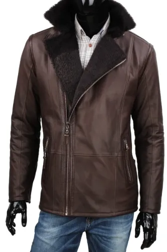 CAS124 - Kurtka zimowa męska z asymetrycznym zapięciem DORJAN