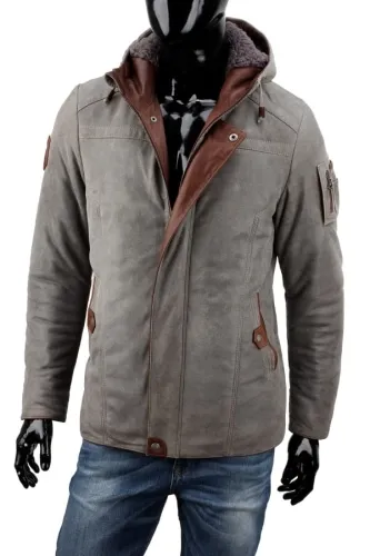 AMD107 - Ocieplana kurtka skórzana męska zamszowa PREMIUM DORJAN