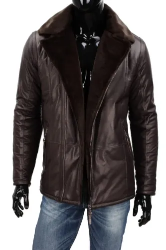 CAS130 - Ciemnobrązowa kurtka zimowa / kożuch męski DORJAN