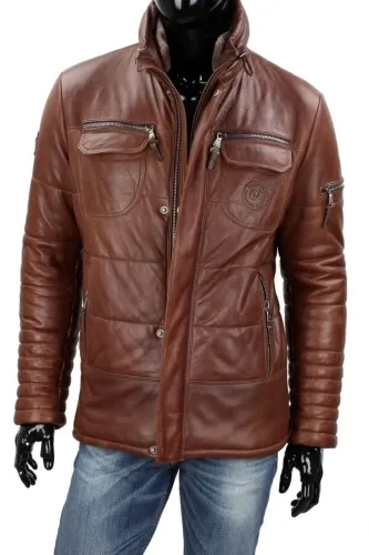 ART122_1 - Uniwersalna kurtka skórzana męska na jesień i zimę DORJAN