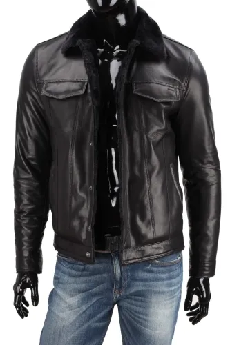 KTMK450 - Kurtka skórzana męska w typie katany z kożuchem DORJAN
