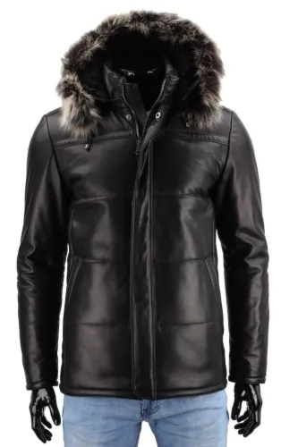 PTRP450 - Pikowana kurtka skórzana męska na jesień i zimę DORJAN