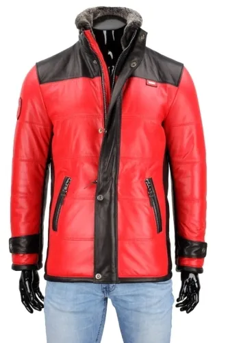 AS462 - Ciepła kurtka skórzana męska na sezon jesień / zima DORJAN
