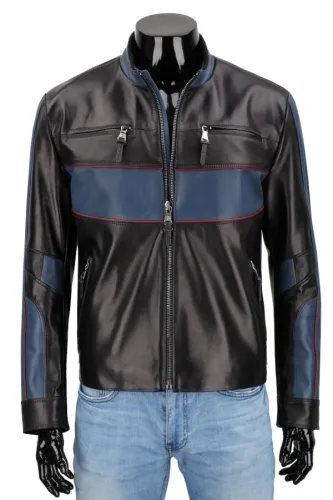 ARL450_1 - Kurtka skórzana męska w motorowej stylistyce DORJAN