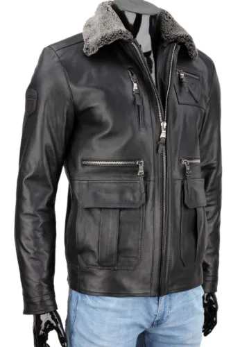 PLT950N - Kurtka pilotka męska ze skóry naturalnej DORJAN