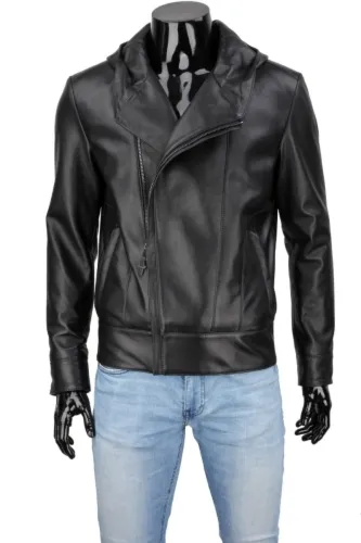 ARK450 - Skórzana Męska Ramoneska z kapturem DORJAN