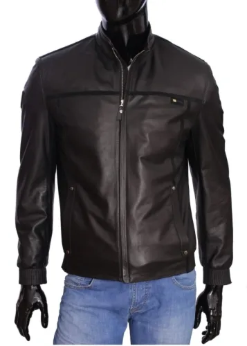 Czarna casualowa kurtka skórzana ze ściągaczami