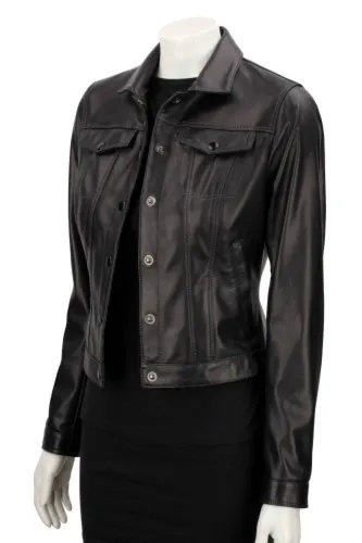 DRI450 - Czarna katana damska ze skóry naturalnej DORJAN