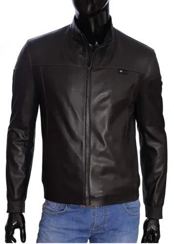 ALN450 - Kurtka skórzana w sportowym kroju ze ściągaczem DORJAN