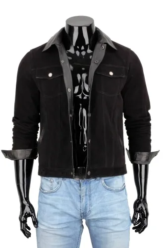 HUG400 - kurtka zamszowa męska czarna typu katana DORJAN