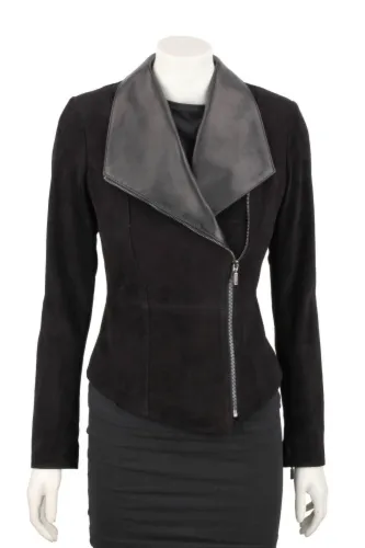 ELW400 - damska kurtka zamszowa z szerokim kołnierzem DORJAN