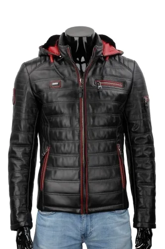 NIKM453_2 - Przejściowa kurtka skórzana męska leko ocieplona DORJAN