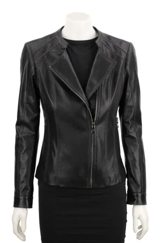 GOS450 - Casualowa ramoneska skórzana damska ze skóry owczej DORJAN