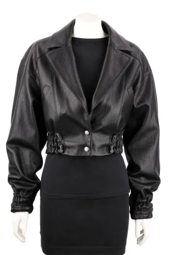 GLA951 - Elegancka kurtka skórzana damska w luźnym kroju oversize DORJAN