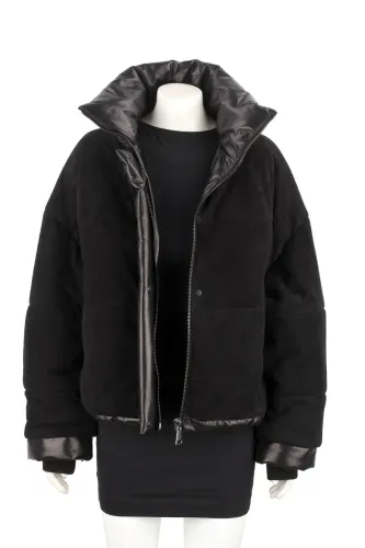 AOS400 - Zamszowa kurtka skórzana damska w luźnym kroju oversize DORJAN