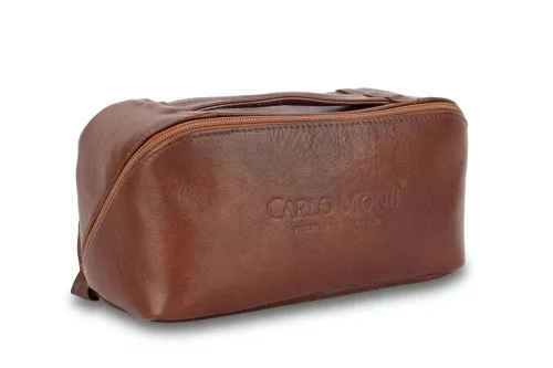 KOS2-BR - Brązowa kosmetyczka skórzana z naturalnej skóry licowej DORJAN