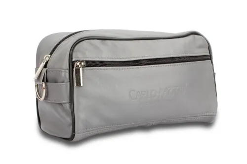 KOS3-SZ - Szara kosmetyczka skórzana z naturalnej skóry owczej DORJAN