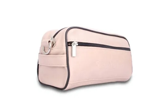 KOS3-BE - Duża beżowa kosmetyczka ze skóry owczej unisex DORJAN