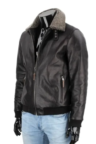 WOT951 - Klasyczna pilotka męska skórzana ze ściągaczem DORJAN