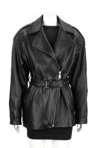 ANN951 -Rramoneska damska oversize wiązana paskiem w talii DORJAN