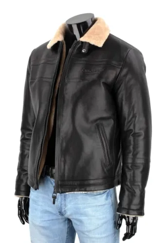 TMK450B - kurtka pilotka skórzana ocieplana jasnym kożuchem DORJAN