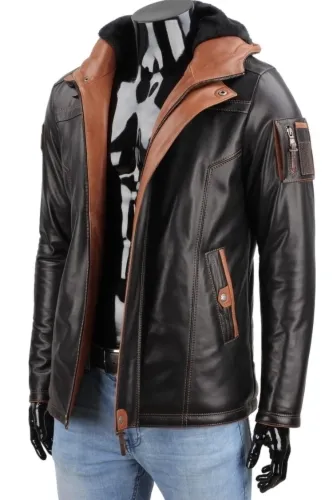 Ekskluzywna kurtka skórzana męska na zimę PREMIUM DORJAN