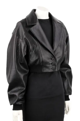 Kurtka skórzana damska oversize z czarnej skóry naturalnej DORJAN