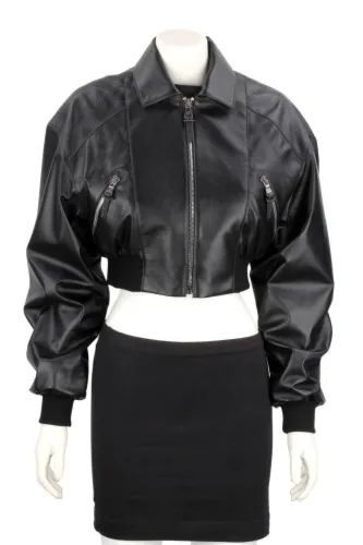 Ekskluzywna bomberka skórzana damska ze ściągaczami DORJAN