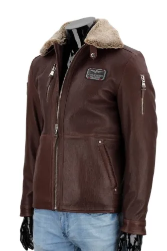 Pilotka skórzana męska z brązowej skóry naturalnej DORJAN