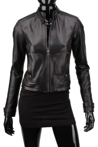 Kurtka skórzana damska biker z naturalnej skóry owczej DORJAN