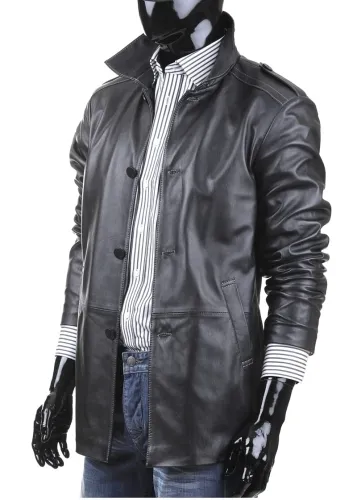 BIL950 - Uniwersalny płaszcz skórzany z odpinanym ociepleniem DORJAN