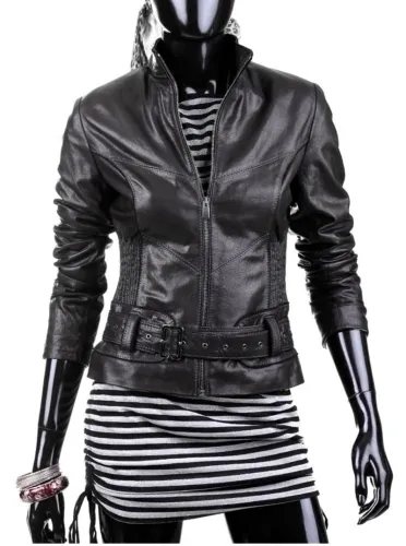IZL810 - lekka kurtka skórzana damska uszyta z czarnej skóry DORJAN