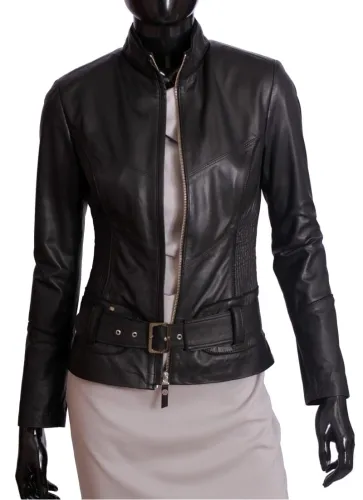 IZL450 - rockowo motocyklowa kurtka skórzana damska czarna DORJAN