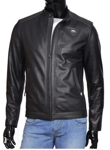 PIT950_2 - Kurtka skórzana z gęsto przeszywanymi elementami DORJAN