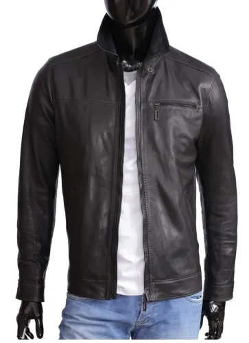 TOM950_3 - Uniwersalna skórzana kurtka męska z opcją ocieplenia DORJAN