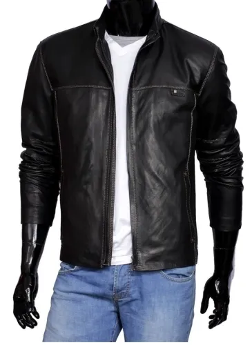 OLF950_1 - Kurtka skórzana męska z odpinanym ociepleniem DORJAN