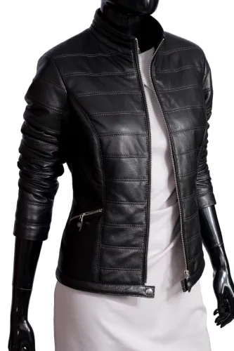 PAT450_2 - uniwersalna kurtka skórzana damska pikowana DORJAN
