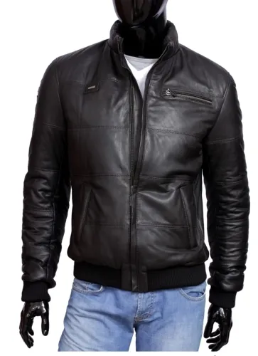 MAR450_3 - czarna kurtka bomberka męska ze ściągaczami DORJAN