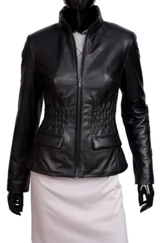 DAR450 - przejściowa kurtka skórzana damska z czarnej skóry DORJAN