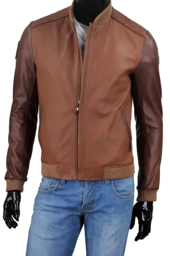 SVE121 - kurtka szwedka męska w dwóch odcieniach brązu DORJAN