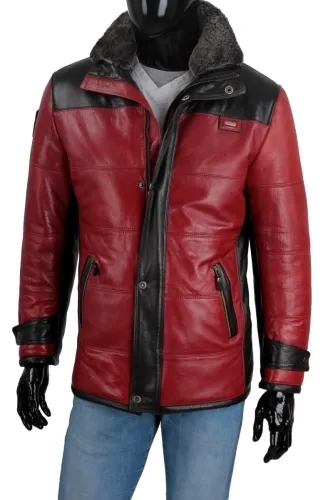 AS467 - Ciepła kurtka skórzana męska w sportowej stylistyce DORJAN