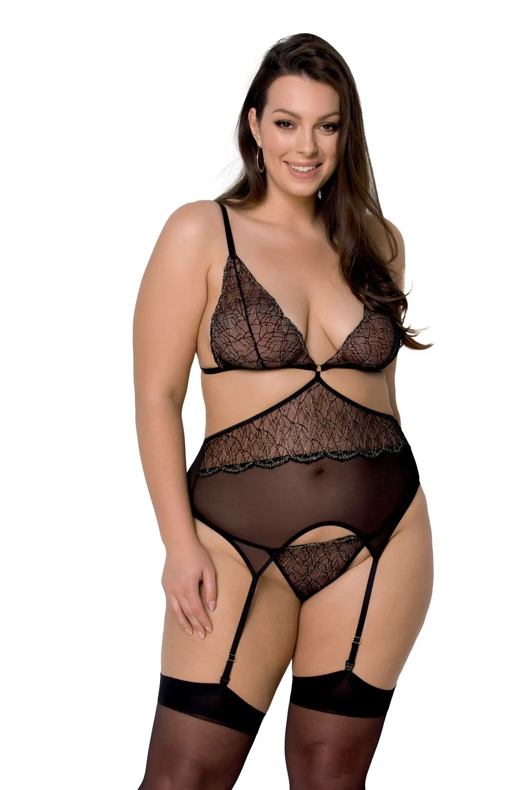 Top gorsetowy z pasami do pończoch - AMBERLY CORSET black