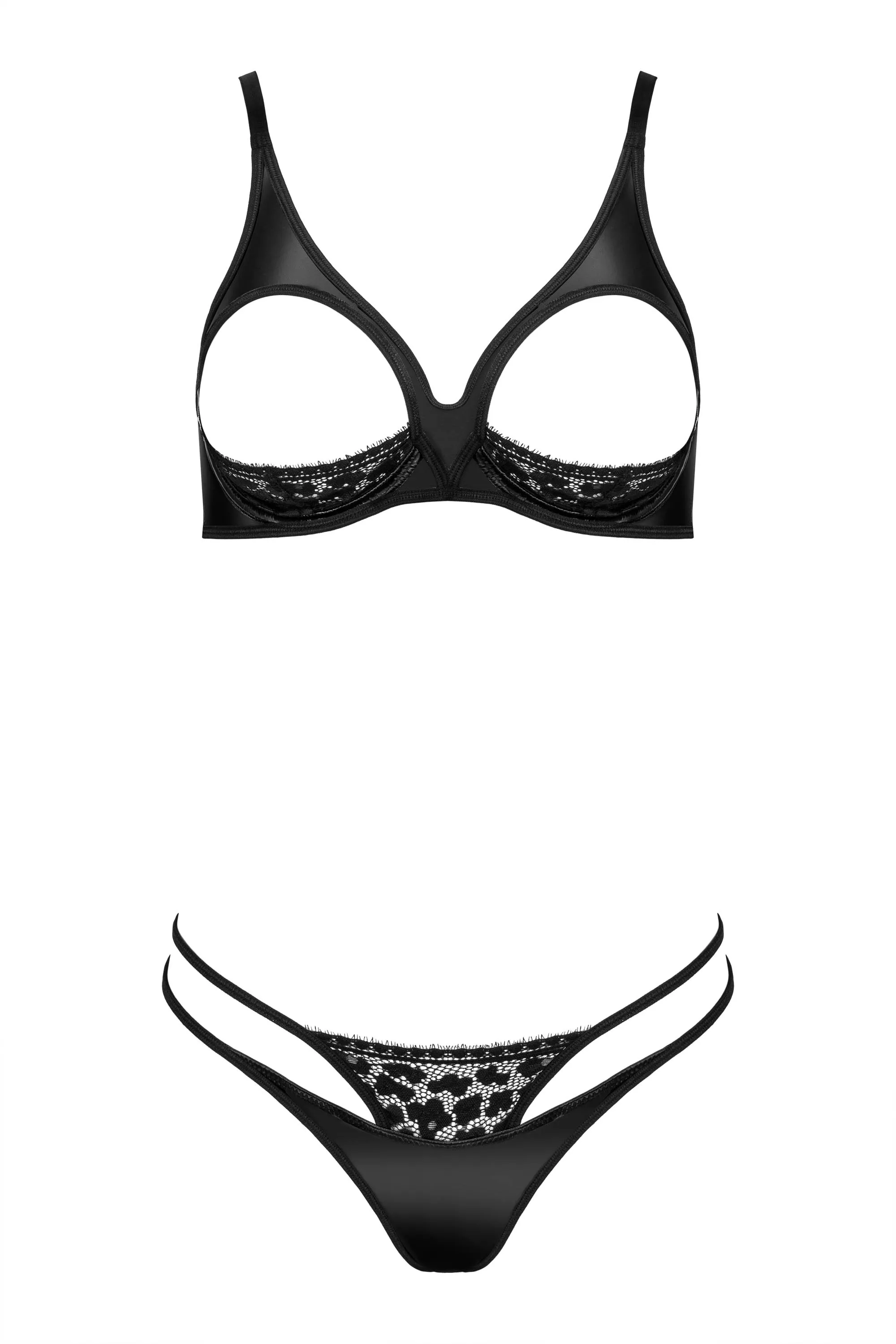 Komplet damski z otwartym biustem - TPO100 2pcs set black